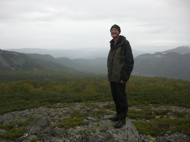 Me in my happy place. Look at all those trees! This is in central Kamchatka. Photo credit: Tim Kell.